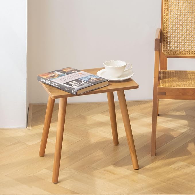 AWASEN Mid Century Modern Side Table, Small End for Living Room Bedroom Office Small Spaces, Modern Side Table Nightstand with Solid Wood, Easy Assembly, (Brown)