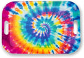 Serving Trays with Handles, 14.5 x 9.8 inch Rectangular Plastic Tray for Restaurant, Kitchen, Tie-Dye Colorful Spiral Patterns