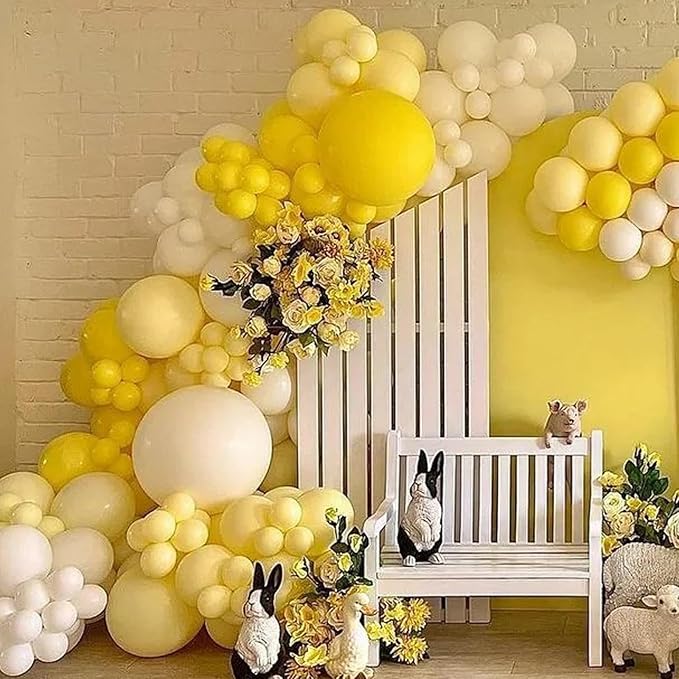 130pcs Pastel Yellow Balloons Different Sizes 18" 12" 10" 5" Light Yellow Latex Balloon Garland Arch Kit for Birthday Baby Shower Graduation Wedding Gender Reveal Party Decorations