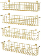 Spice Rack, 4-Pack Seasoning Organizer Wall Mount for Kitchen Storage Organization, Spice Holder Shelf Saving Space for Cabinet, RV, Pantry, Gold