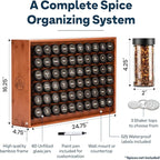 AllSpice Spice Rack Organizer, Wood, 525 Unique Labels, Countertop or Wall Mount, Includes 60 4oz Jars- Cherry Stain