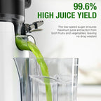 Juicer Machines, TUUMIIST Cold Press Juicer with 5.3" Extra Large Feed Chute Fit Whole Fruits & Vegetables Easy to Clean, High Juice Yield, BPA Free (White)