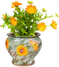 Sungmor Ceramic Hand Painted Succulent Flower Pots, 9 Inch Large Pottery Pots for Indoor Outdoor Plants, Decorative Ceramic Vase for Flower Arrangement Home Decor, Vintage Centerpieces Flowerpot
