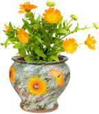 Sungmor Ceramic Hand Painted Succulent Flower Pots, 9 Inch Large Pottery Pots for Indoor Outdoor Plants, Decorative Ceramic Vase for Flower Arrangement Home Decor, Vintage Centerpieces Flowerpot