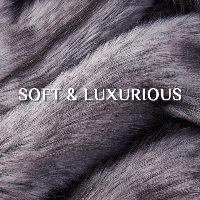 Fluffy Faux Fur Throw Blanket – Super Soft Warm Thick Plush Blanket for Bed, Couch & Office, Cozy Fuzzy Throw with Flannel Backing,60"x80", Grey