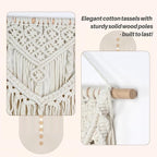 JONKASIPA Macrame Wall Hanging - Bohemian Handmade Woven Tassel Tapestry Chic Lace Hanging Home Decor,Macrame Wall Decor for Bedroom,Living Room or Apartment(White)