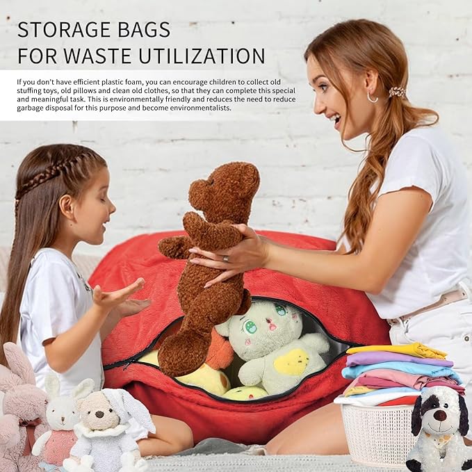 Bean Bag Chair for Adults 8FT,Soft Removable Cover for Teens/Girls Bedroom,Fluffy Giant Round Floor Beanbag Lounger Chairs (No Filler,Big Red)