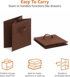 Amazon Basics Cube Organizer Storage Bins Handles, Collapsible Fabric, Pack of 6, 10.5"x10.5"x11", Brown