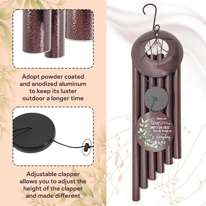 Sympathy Wind Chimes, Personalized Wind Chime for Loss of Loved Ones, Memorial Gifts Wind Chimes, Metal Sympathy Bereavement Condolences Gifts for Funeral (36inch)