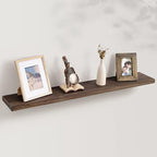 Axeman Floating Shelves for Wall, Rustic Elm Wood 48'' x 8" Deep Wall Shelf with Invisible Bracket, Large Long Wall Mounted Storage Shelves for Living Room, Bedroom, Kitchen, Bathroom Decor, Walnut
