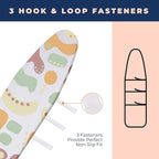 Ironing Board Cover and Pad Extra Thick Heavy Duty Padded 4 Layers Non Stick Scorch and Stain Resistant 15x54 and 3 Fasteners Elastic Edge with Bonus Protective Scorch Mesh Cloth