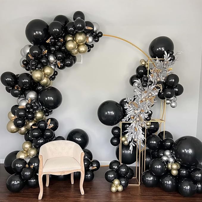 130pcs Black Balloons Different Sizes 18" 12" 10" 5" Party Latex Balloons for Birthday Graduation Baby Shower Anniversary New Year Holiday Party Decorations
