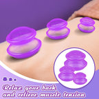 TrelaCo 6 Pcs Cupping Kit for Massage Therapy 3 Sizes Silicone Cupping Set Chinese Massage Therapy for Studio Household Cellulite Joint Pain Muscle Pain(Clear Purple)