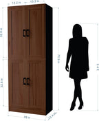 Brown Kitchen Pantry, 71" Tall Cabinet with Doors, Hutch with Storage for Dining Room