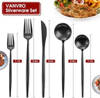 Matte Black Silverware Set, 40-Piece Stainless Steel Flatware Set, Tableware Cutlery Set Service for 8, Satin Finish Utensils Set, Knife Fork Spoon Set for Home and Restaurant, Dishwasher Safe