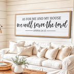 As For Me And My House We Will Serve The Lord Framed Wall Art, 40''×15'' Positive Religious Rustic Bible Verse for Christian God Jesus Christ Prayer, Vintage Long Holy Catholic Scripture Decor