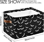 Storage Basket Bin Bats Halloween Goth Organizer Basket Collapsible Shelf Basket Cube with handle for Nursery Bedroom Bathroom