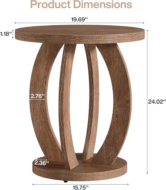 Tribesigns Round Side Table with Storage