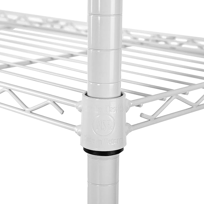 Seville Classics UltraDurable Heavy Duty NSF Solid Steel Wire Rack Storage Unit, Organizer for Garage, Warehouse, Office, Restaurant, Classroom, Kitchen, White, 5-Tier Shelving, 36" W x 14" D