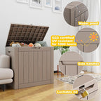 30 Gallon Outdoor Deck Box,Storage Lockable Waterproof Patio Furniture,Garden Tools,Cushions,Pool Accessories Outside Storage Resin Box(Grey)