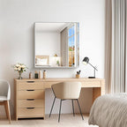 Silver Bathroom Mirror for Wall, 30x30 Inch Rectangle Mirrors with Metal Frame, Modern Vanity Wall Mirror Decor for Bathroom Living Room, Entryway Hangs Horizontal or Vertical