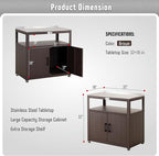 Garden Potting Bench with Storage Cabinet,Outdoor Gardening Table & Work Bench for Plants, Horticulture,Outdoor Workstation with Stainless Steel Tabletop,Outdoor Work Table