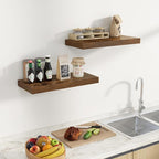 Fun Memories 24 Inch Floating Shelves Wall-Mounted, 10 Inch Deep Wall Shelves, 24 x 10 Floating Shelf for Living Room Bathroom Bedroom, Rustic Brown, Set of 2