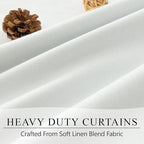 Farmhouse Linen Blackout Curtains for Living Room 96 Inches Long 2 Panel Back Tab Pleated Sun Heat Light Blocking Thermal Viral Cute Bedroom Drapes for Patio Sliding Doors Floor Length Off White Ivory