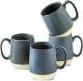 Hasense Coffee Cups Ceramic, Coffee Mugs with Handles Set of 4, 15 oz Tea Cups for Home and Office, Stylish Colorblocking Mugs for Coffee, Tea, Latte, Hot Chocolate, Christmas Cups Gift, Deep Blue