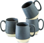 Hasense Coffee Cups Ceramic, Coffee Mugs with Handles Set of 4, 15 oz Tea Cups for Home and Office, Stylish Colorblocking Mugs for Coffee, Tea, Latte, Hot Chocolate, Christmas Cups Gift, Deep Blue