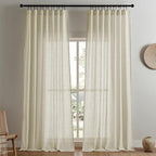 Joydeco Linen Curtains 90 Inch Length 2 Panel Sets,Light Filtering Curtains for Bedroom 70 Inch Wide Living Room Drapes with Back Tabs & Rod Pockets (W70 x L90 Inch, Linen)