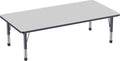 Factory Direct Partners FDP Rectangle Activity School and Classroom Kids Table (36 x 72 inch), Toddler Legs, Adjustable Height 15-24 inches - Gray Top and Navy Edge