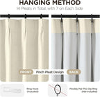 Joydeco Pinch Pleated Linen Curtains for Living Room, 100% Blackout Curtains 84 inches Long 2 Panel Thermal Insulated Pinch Pleat Drapes(Linen,40'' Wx84'' L)