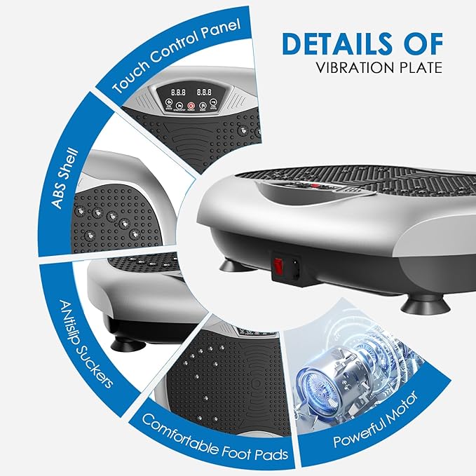 Vibration Plate Exercise Machine - Whole Body Workout Vibration Platform Lymphatic Drainage Machine for Weight Loss Home Fitness with Resistance Bands Remote