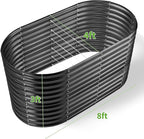 Land Guard 8x4x3ft Oval Galvanized Raised Garden Beds, Large-Capacity Metal Planter Box Outdoor, Durable Deep Raised Garden Bed 3ft Tall, Raised Beds for Gardening Vegetables, Dark Grey