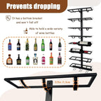 10 Bottle Wall Mount Wine Rack with Wine Glass Holder, Metal Wine Wall Rack, Wall Racks for Wine Bottles Display and Storage, Hanging Bottle Organizer for Living Dining Room Wine Cellar Bar (Black)