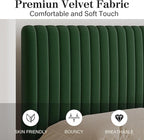 Queen Size Bed Frame, Velvet Upholstered Platform Bed with Vertical Channel Tufted Headboard and Footboard, No Box Spring Required, Easy Assembly, Green