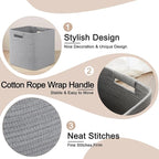 OIAHOMY Storage Cubes 11 Inch Bins-3-Pack, Cotton Rope Woven Baskets for Organizing, Square Storage Baskets for Shelves, Classroom, Kids Toy Bins, Closet, Baby Nursery-Grey