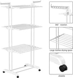 HOMIDEC Clothes Drying Rack, Large 4-Tier Foldable Drying Rack Clothing(67.7H x 19.7W x 30L Inches), Movable Drying Rack with 4 castors. Multifunctional Stainless Steel Laundry Drying Rack, White