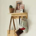 Entrance Coat Rack ，Coat Hooks, Wall-Mounted Wooden Hook Rack, Wall-Mounted Shelves are Very Suitable (Oak Colored Finish-1)