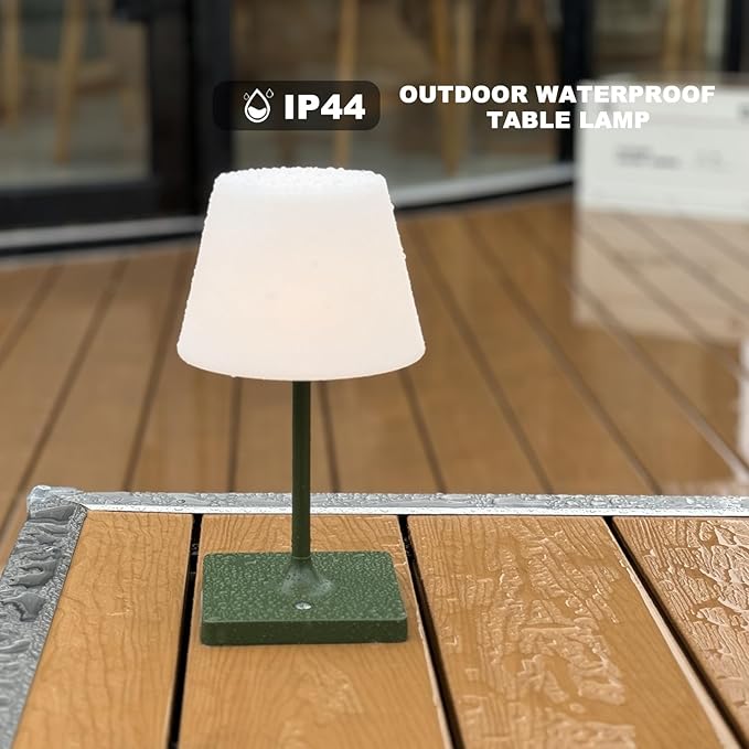 LED Cordless Table lamp Rechargeable,Outdoor Battery Operated Portable Desk lamp,Shower lamp Waterproof,4000mAh LED 3 Colors Dimmable Touch Night Lamps-Green