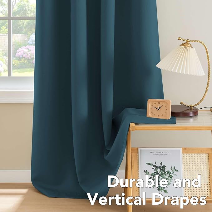 H.VERSAILTEX Premium Blackout Thermal Insulated Room Darkening Curtains for Bedroom/Living Room - Classic Grommet Top (2 Panels, Dark Teal, 52"W x 96"L Inch)