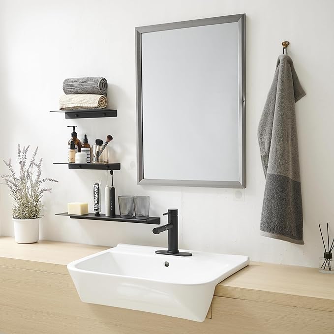 JOOM Metal Floating Shelf, 12" Black Shelf, Small Display Shelf for Wall Storage