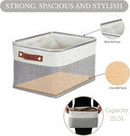 DECOMOMO Storage Bins Fabric Storage Baskets for Shelves, Linen Closet Organization Toys Nursery (Grey and White, Large - 3 Pack)