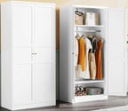 Metal Wardrobe Cabinet with Hanging Rod,White Armoire Wardrobe Closet,Metal Clothing Storage Cabinet with Adjustable Shelves and Doors,72" Wardrobes Storage Cabinet for Home,Living/Laundry Room