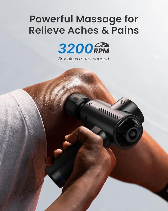 RENPHO Massage Gun Deep Tissue with Charging Stand, Heat and Cold Head, Percussion Body Muscle Masajeador for Athletes Pain Relief, Active Thermacool Deluxe