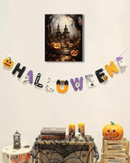 AbcCustomize Halloween Canvas Wall Art - Spooky Haunted House & Eerie Pumpkins Poster, Gothic Fall Decorations for Home, Vintage Halloween Decor Indoor for Living Room, Bedroom & Party