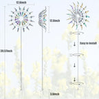 Unique and Magical Metal Windmill, 2Pcs Wind Spinners, 3D Wind Powered Kinetic Sculpture, Stainless Steel Wind Spinners, Wind Mill for Yard and Garden (2PCS-Colorful)