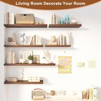 12 Inch Deep Floating Shelves for Wall 1 Pack Floating Shelves Large Storage Space Wall Mount Shelf for Living Room Kitchen Bathroom 24" W x 12" D x 1.2" H Walnut