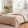 Sealy Electric Blanket Queen 84"*90",Super Cozy Flannel to Sherpa Reversible Heated Blanket Queen Size with 10 Heating Levels & 1-12 Hours Auto Off Overheating Protection Machine Washable,Beige
